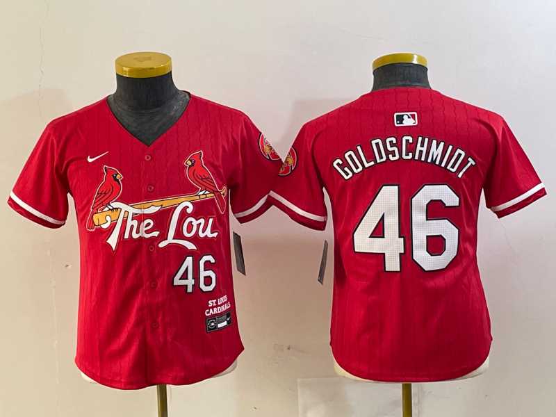 Youth St Louis Cardinals #46 Paul Goldschmidt Red 2024 City Connect Limited Stitched Baseball Jersey,We sell and wholesale Youth St Louis Cardinals #46 Paul Goldschmidt Red 2024 City Connect Limited Stitched Baseball Jersey on line form chian!